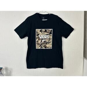 Van's Cotton Black Colored Cammo Skater Men's T-shirt Size Large
